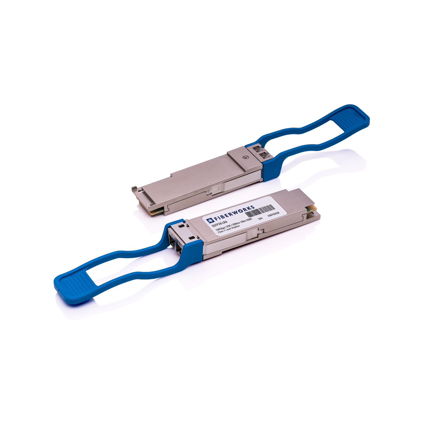 QSFP28-LR4 Fiberworks AS  QSFP28, 100GBASE-LR4, 4x25.8 Gbps, 10km 1310nm, 6dB, SM, LC