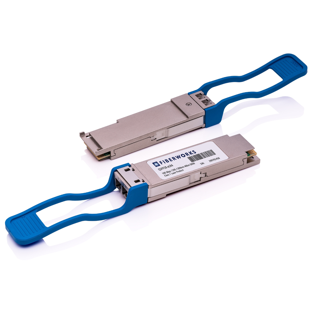 QSFP28-eLR4 Fiberworks AS  QSFP28 100GBASE-eLR4 4x25.8G 20km I-temp 1310nm, 9dB, SM, LC