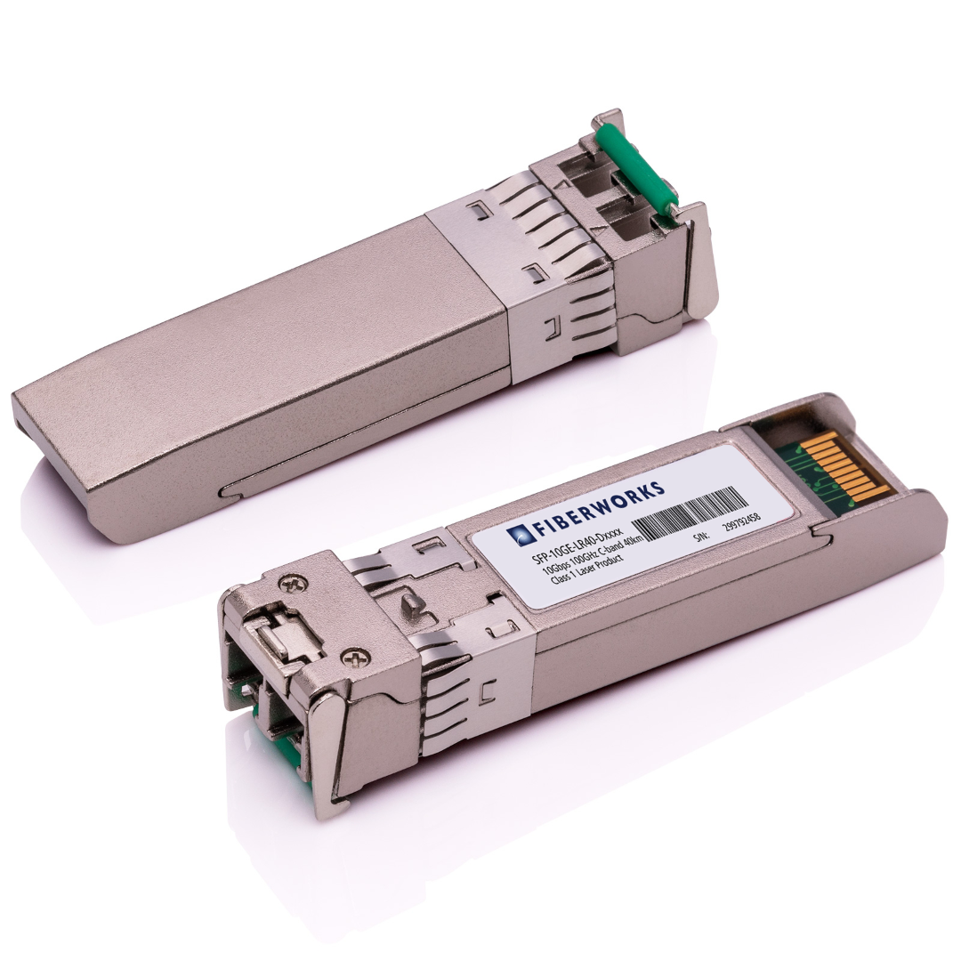 SFP-10G-LR40-Dxxxx Fiberworks AS  SFP+, 10GBase-LR, DDM, 40km DWDM 100GHz C-band, 15dB, SM