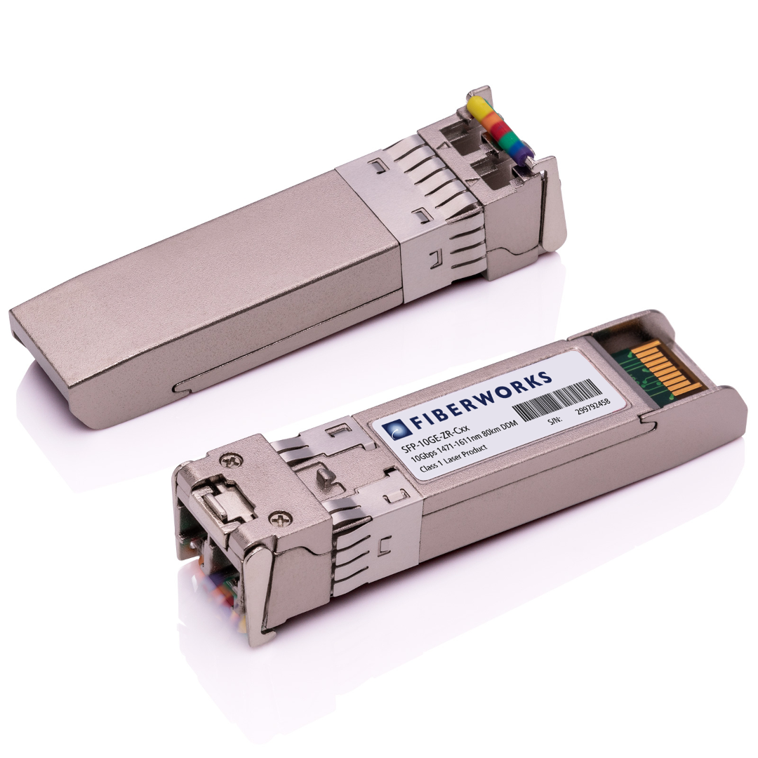 SFP-10GE-ZR-Cxx Fiberworks AS  SFP+, 10GBase-LR, DDM, 80km CWDM 1471nm-1611nm, 24dB, SM